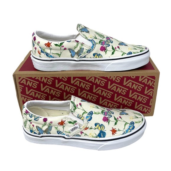 Vans Classic Slip On Buterfly Floral White Canvas Shoes Women's Size VN0A5AO8UC0 - Picture 9 of 11